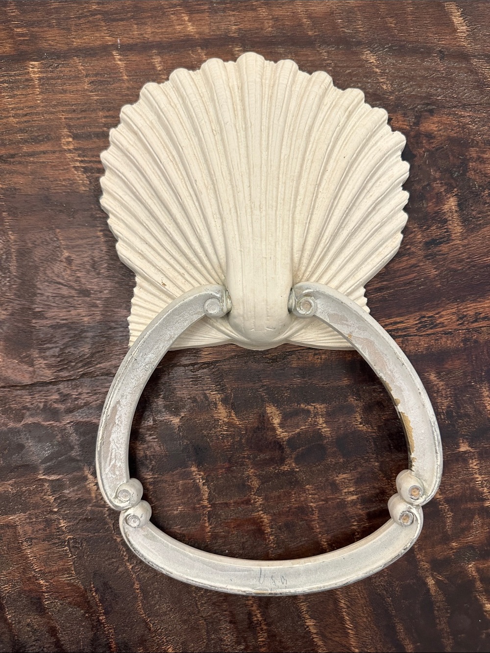 Vintage Homco Seashell Towel Ring Holder Ivory Plastic